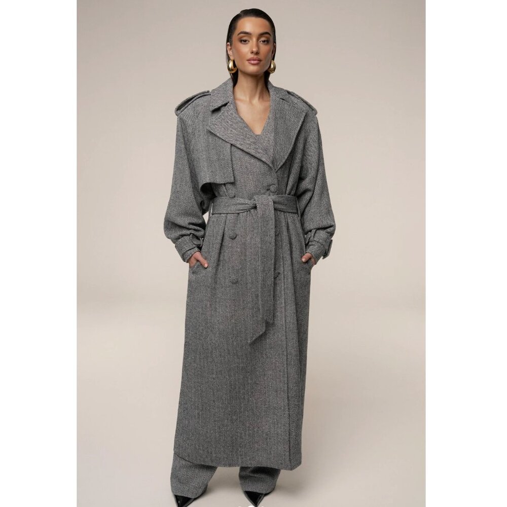 NWT. JLUX LABEL Herringbone Oversized Trench Coat